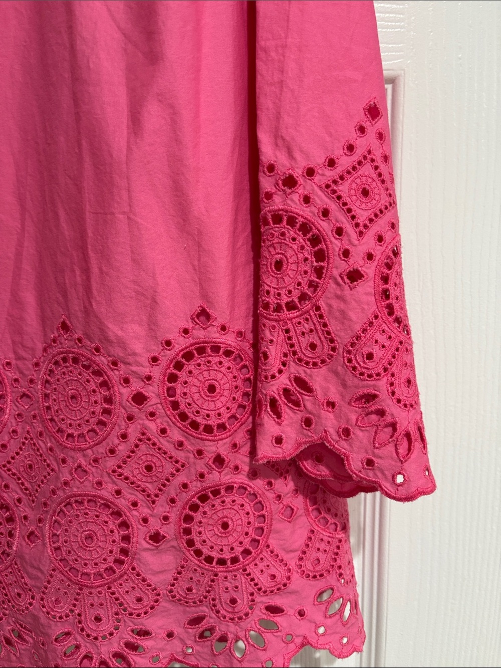 Summer Close Out:
Talbots Hot Pink Eyelet Lace Trim Blouse - Picture 3 of 3